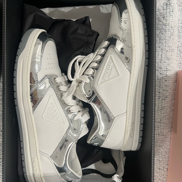 Prada chrome and white sneakers - Picture 2 of 5